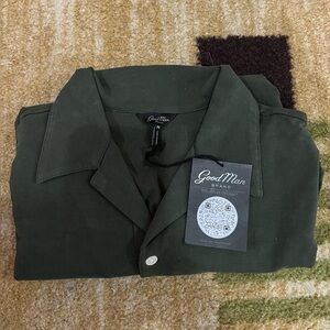 Good Man Brand Nordstrom Forest Green Camp Collar Button-Up